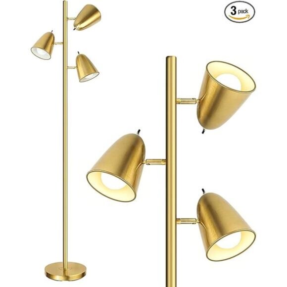 Tree FloorLamp with 3Light Bulbs,Standing Tall Pole Lamps for LivingRoom Bedroom - Picture 5 of 5